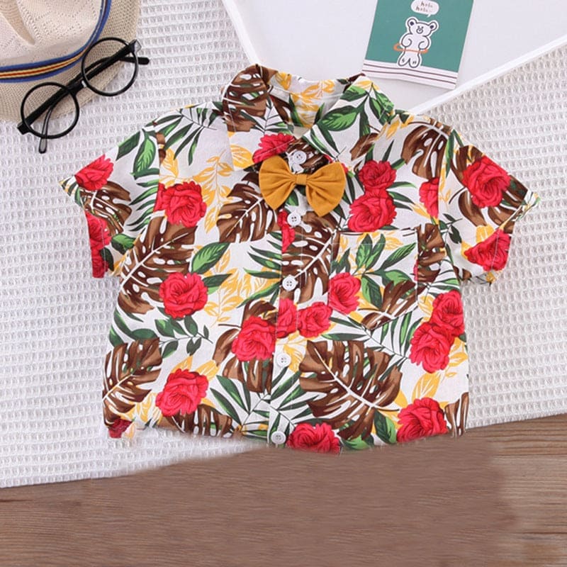 Boys Floral Printed Two Piece Set Sets   