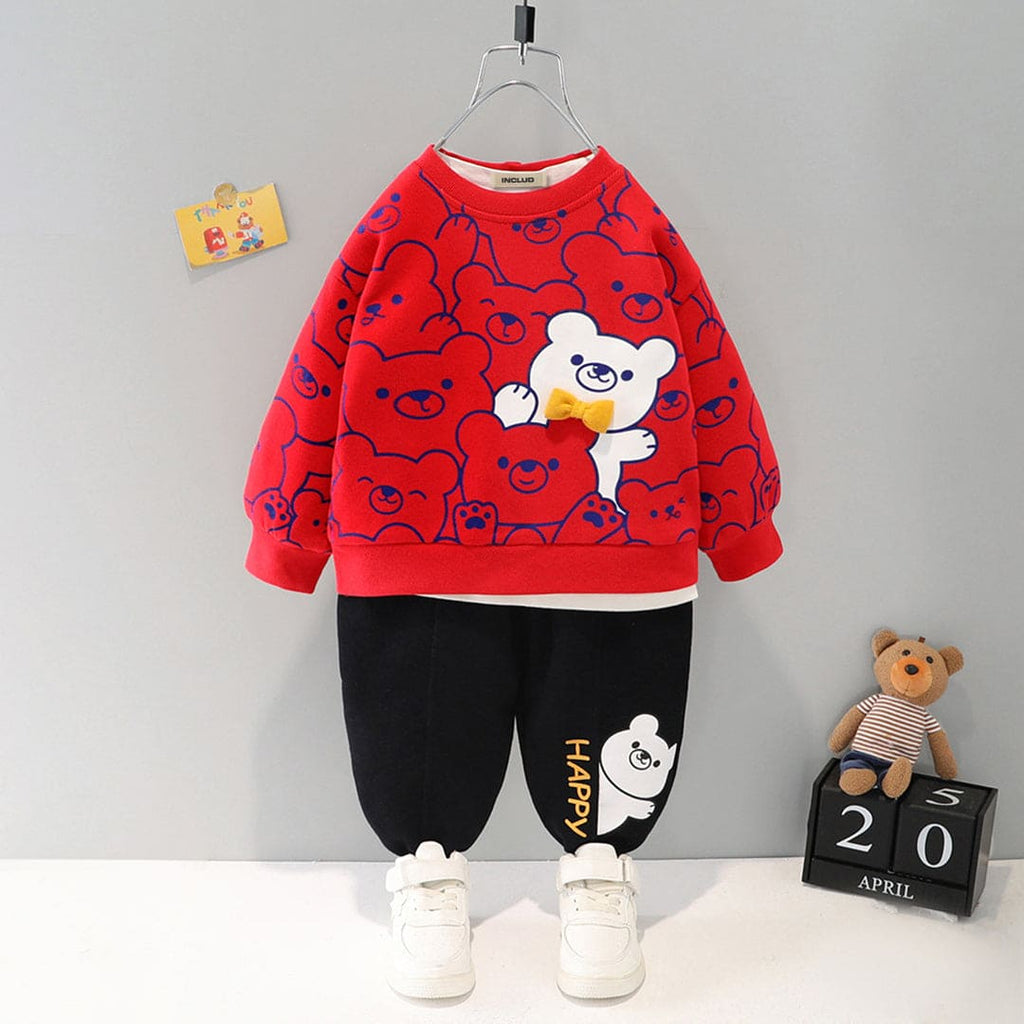 Boys Teddy Print Sweatshirt with Joggers Set