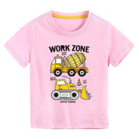 Boys Tshirt with Truck & Crane Print Tshirts Pink 4-5 Y 