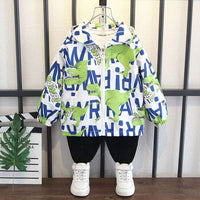 Boys Printed Hooded Jackets Coats & Jackets Green 1-2 Y 