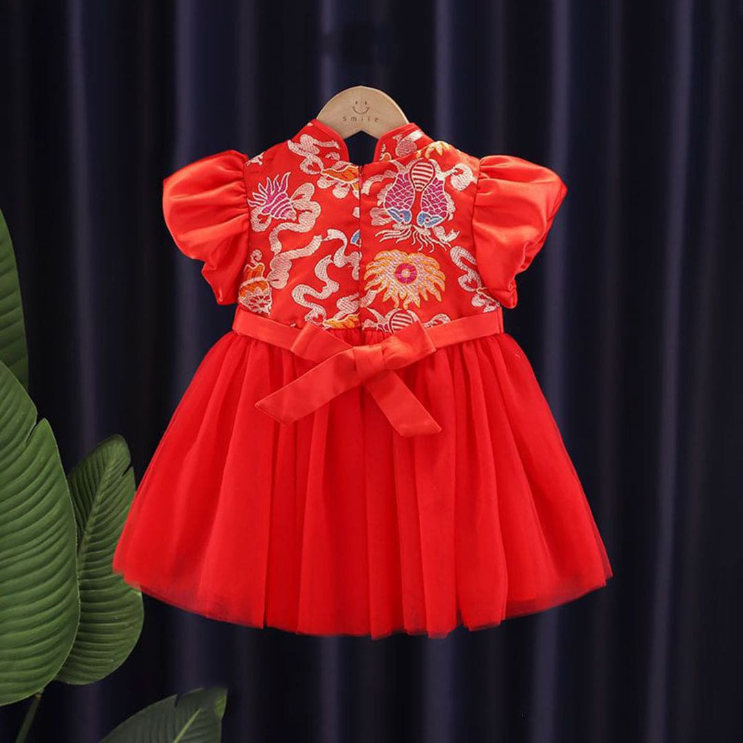 Girls Embroidered Tulle Party Dress Casual Dresses   