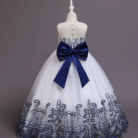 Girls Embroidered Tulle Gown Casual Dresses   