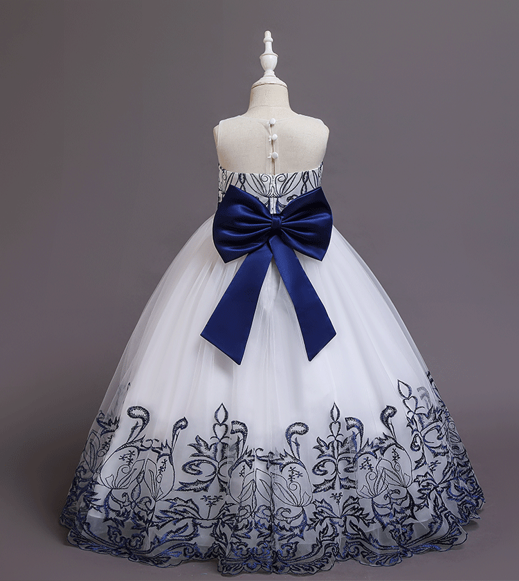 Girls Embroidered Tulle Gown Casual Dresses   