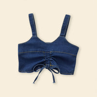 Girls Short Sleeve Top With Denim Top & Denim Trousers Sets   