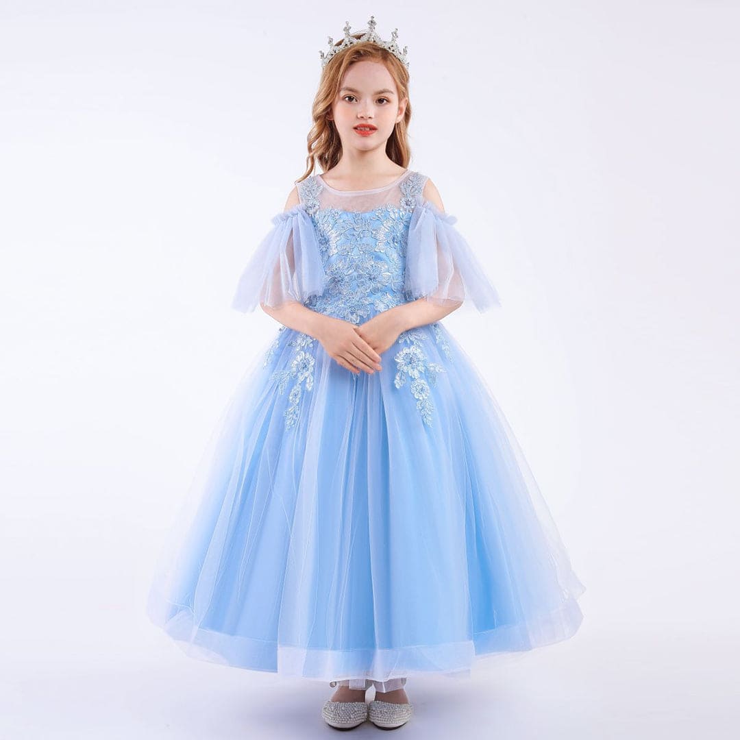 Girls Princess Lace Tulle Gown Casual Dresses