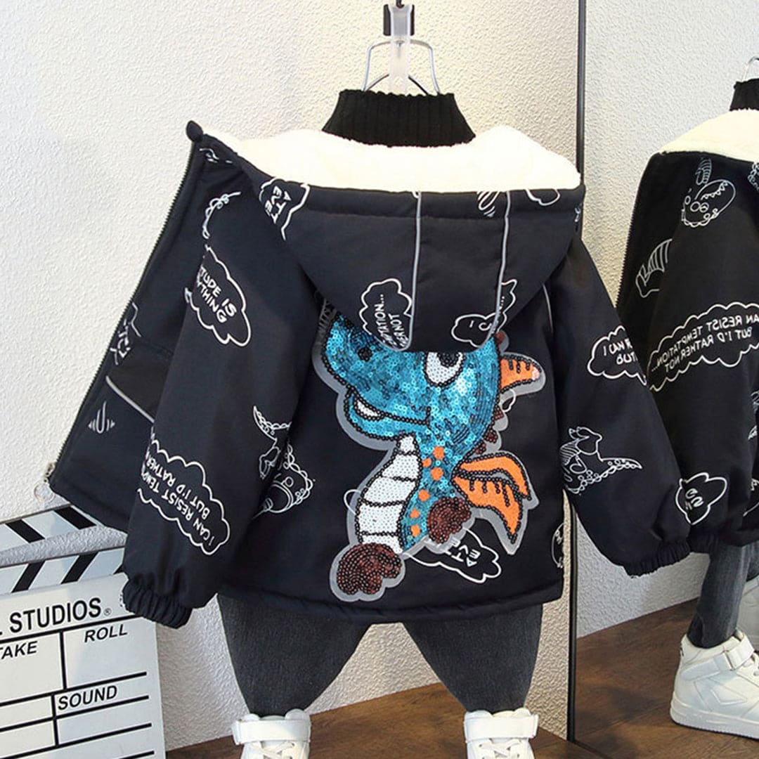 Boys Printed Hooded Fleece Jacket Coats & Jackets   