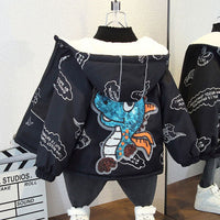 Boys Printed Hooded Fleece Jacket Coats & Jackets   