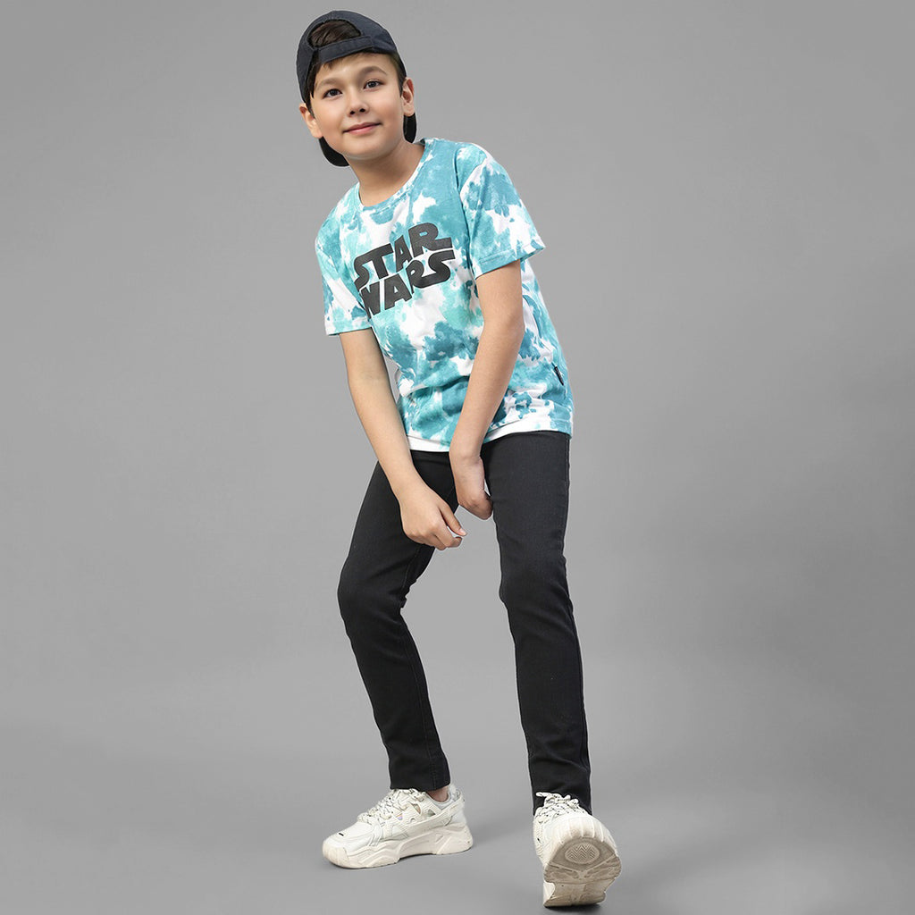 Boys Tie & Dye Printed T-shirt Tshirts Sky Blue 3-4 Y 