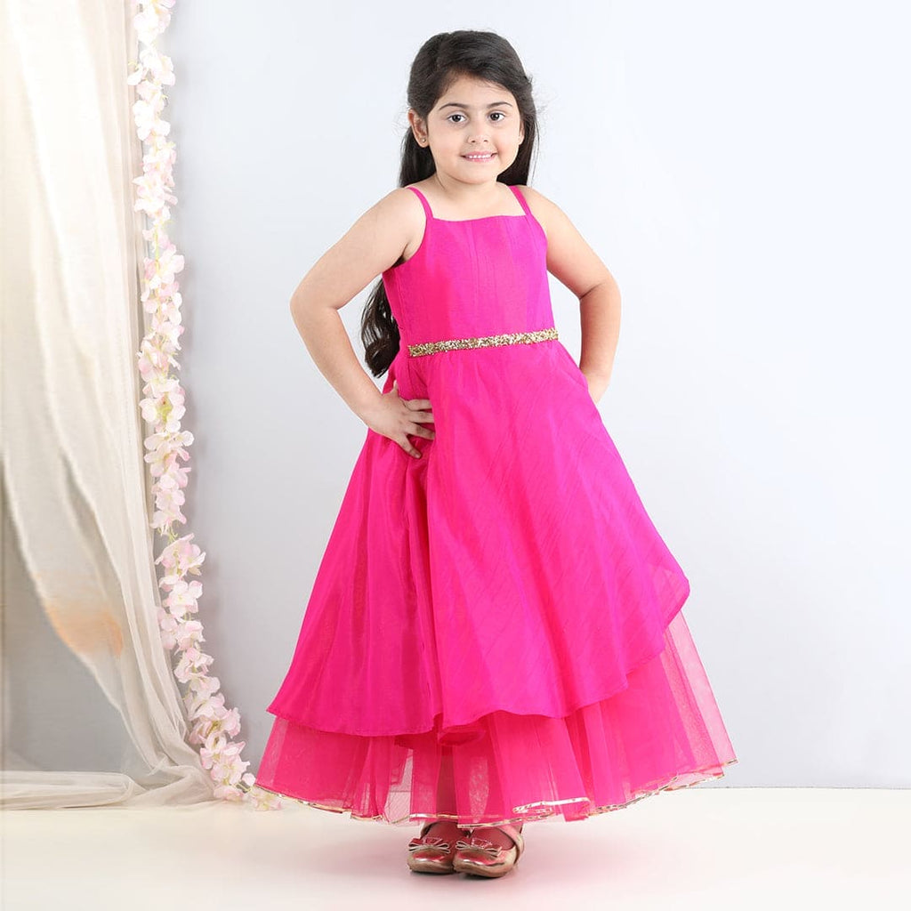 Girls Brocade & Tulle Party Gown