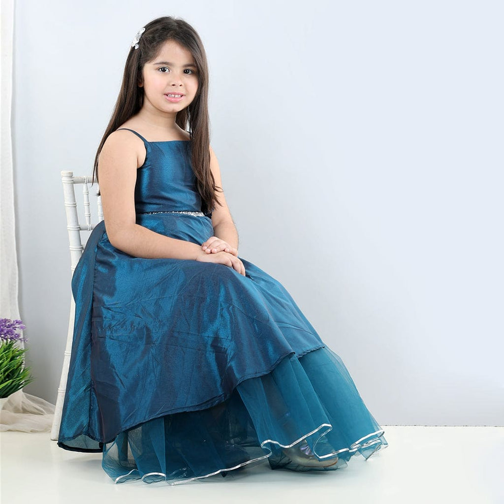 Girls Brocade & Tulle Party Gown