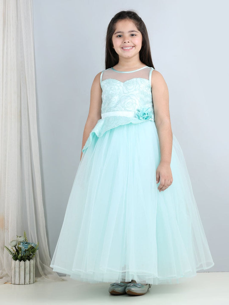Girls Embroidered Party Gown