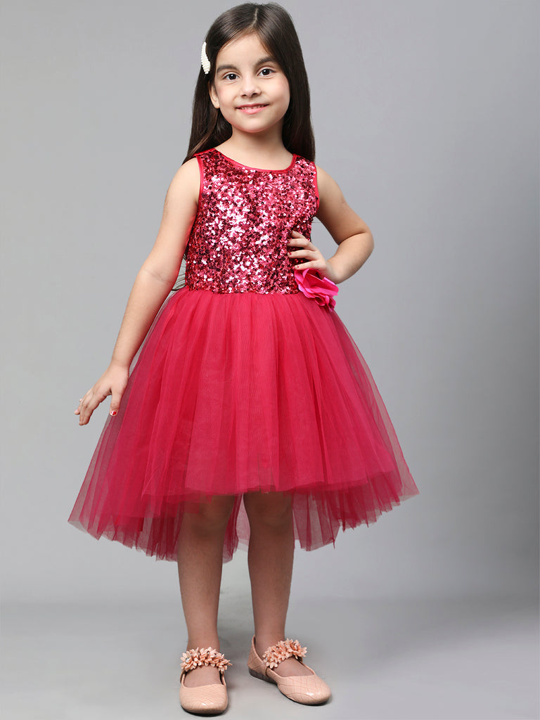 Girls Sequins High-Low Party Dress