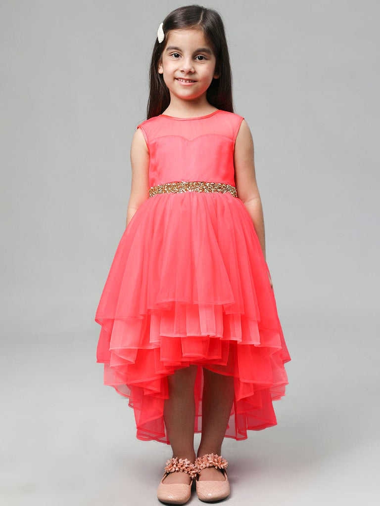 Girls Embellished High Low Party Wear Dress