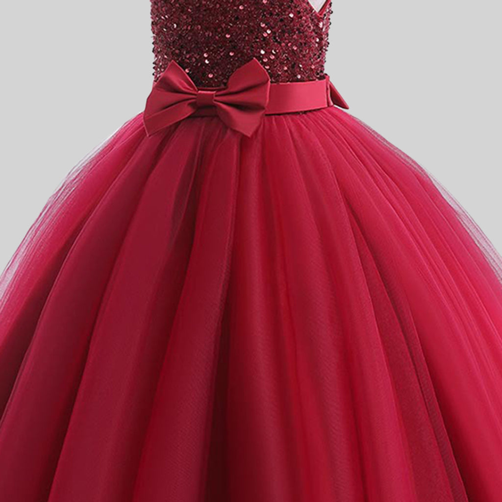Girls Sequins Embellished Cap Sleeve Party Dress Party Dresses   
