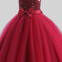 Girls Sequins Embellished Cap Sleeve Party Dress Party Dresses   