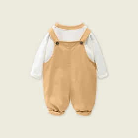 Boys Long Sleeve T-Shirt With Lion Embroidered Long Dungaree Sets   