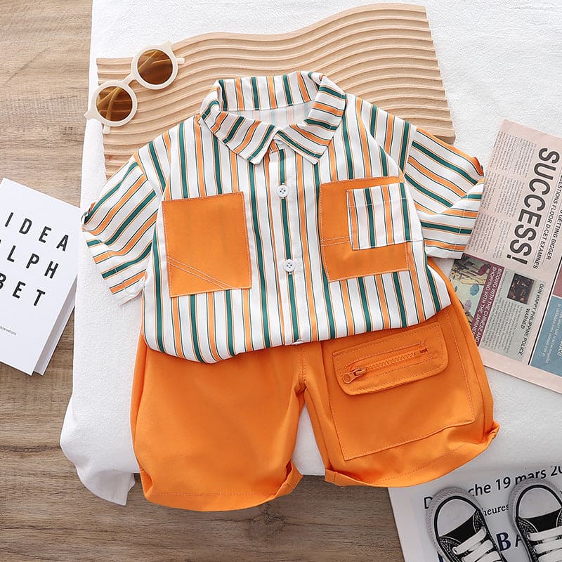 Boys Striped Shirt With Shorts