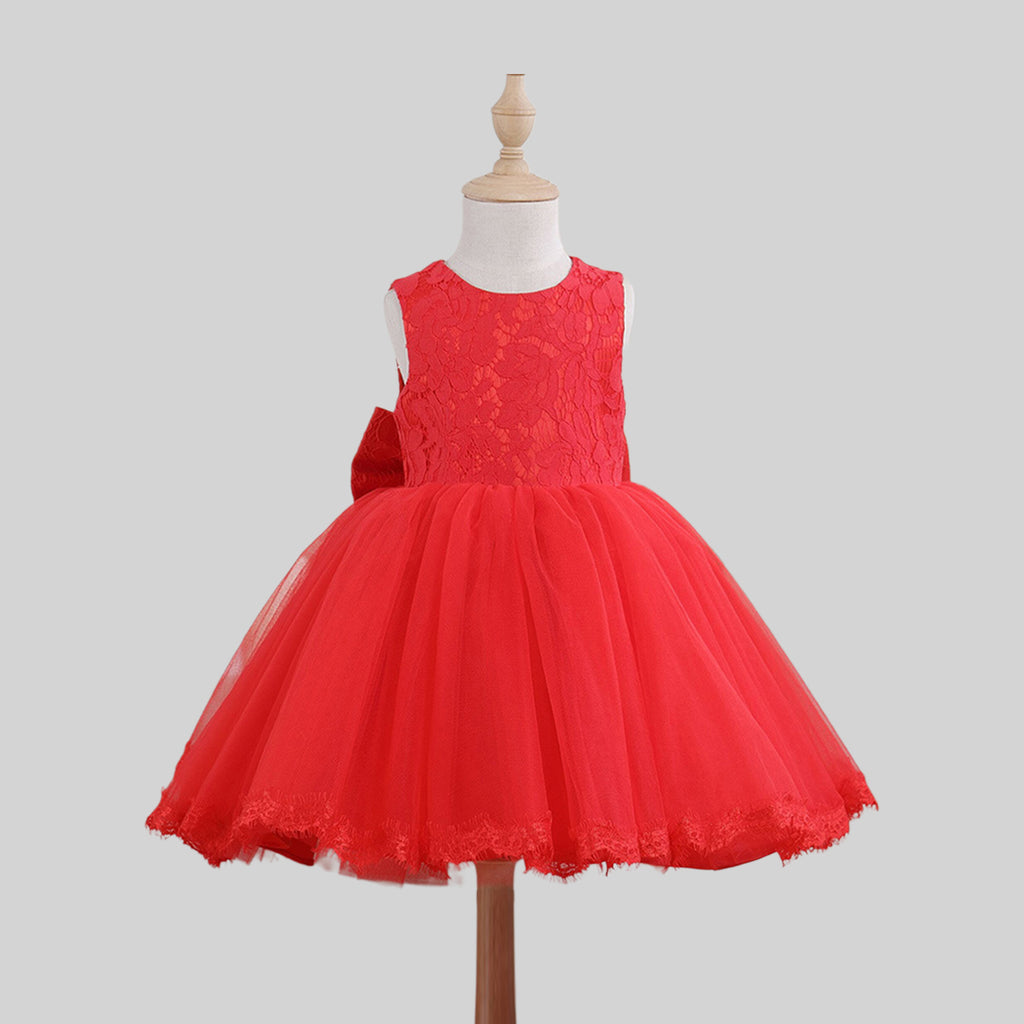 Girls Lace Embroidery Sleeveless Party Dress