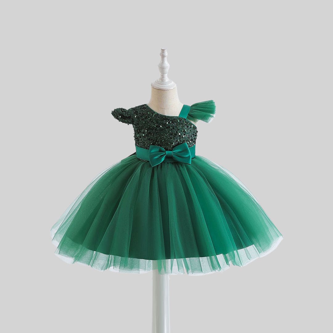Girls Cape Sleeve Sequined Party Wear Dress Party Dresses Green 1-2 Y 