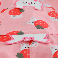 Girls Short Sleeve T-Shirt With Strawberry Printed Dungaree Sets   