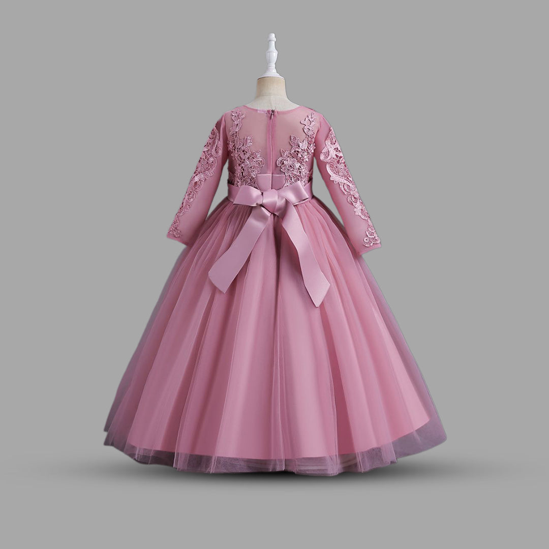 Girls Lacework Full Sleeves Tulle Party Gown Party Dresses   