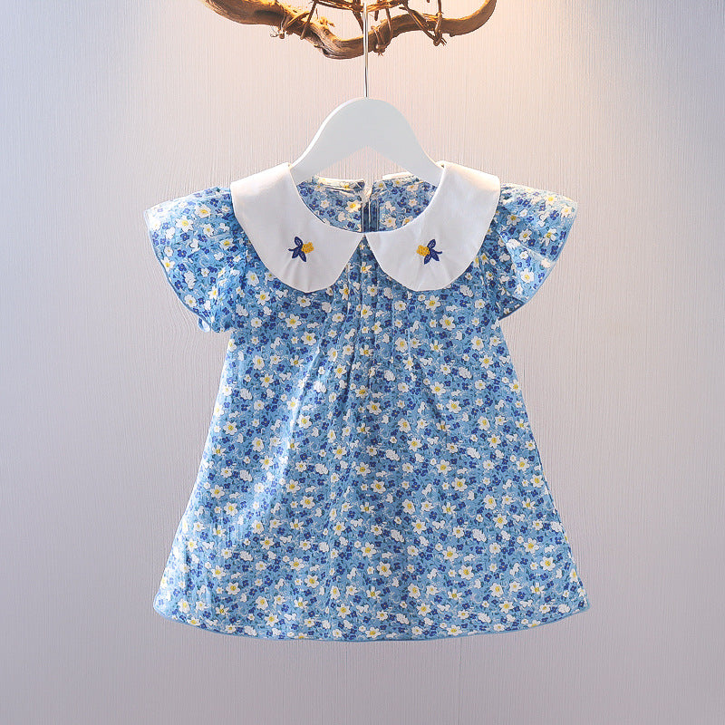 Girls All Over Printed Dress with Peter Pan Collar