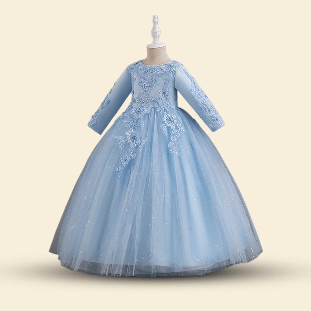 Girls Long Sleeve Embellished Fit & Flare Party Wear Dress Party Dresses   