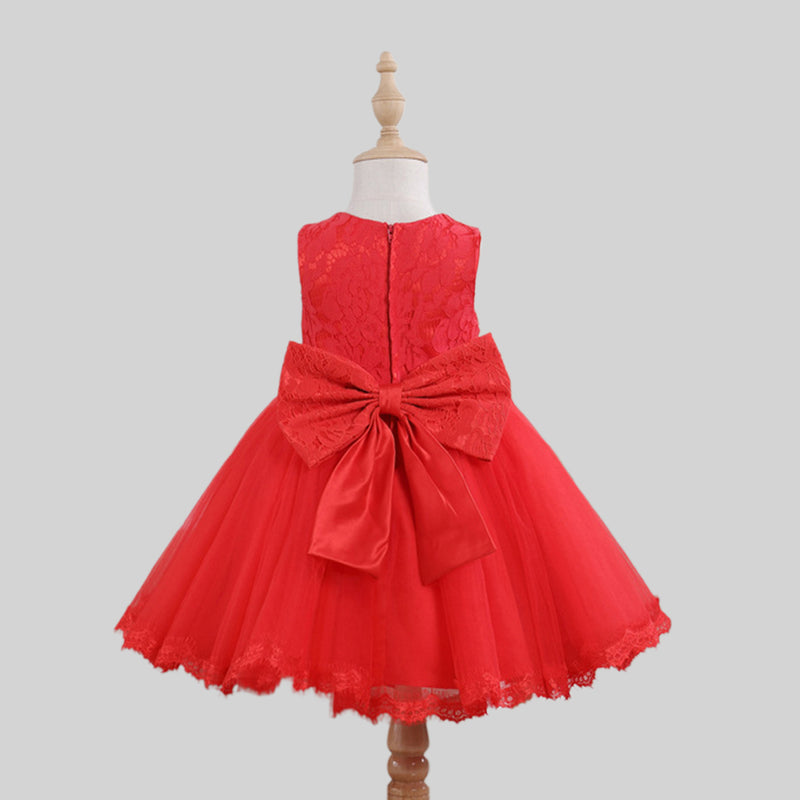Girls Lace Embroidery Sleeveless Party Dress Party Dresses   