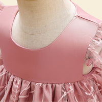 Girls Cape Sleeve Embroidered Fit & Flare Party Dress Party Dresses   