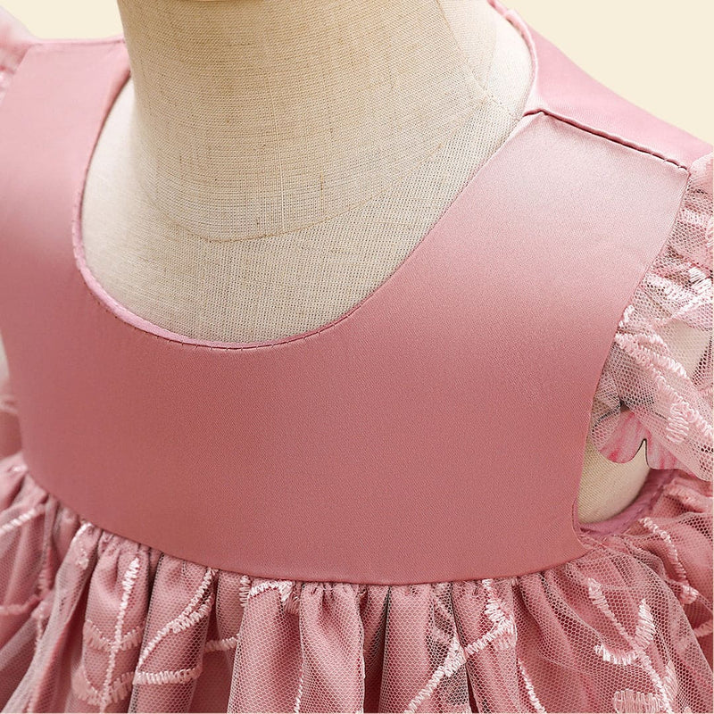 Girls Cape Sleeve Embroidered Fit & Flare Party Dress Party Dresses   