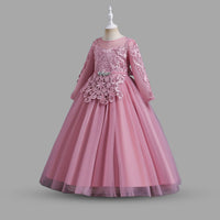 Girls Lacework Full Sleeves Tulle Party Gown Party Dresses   