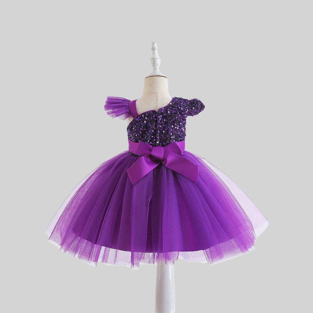Girls Cape Sleeve Sequined Party Wear Dress Party Dresses   
