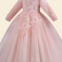 Girls Long Sleeve Embellished Fit & Flare Party Wear Dress Party Dresses   