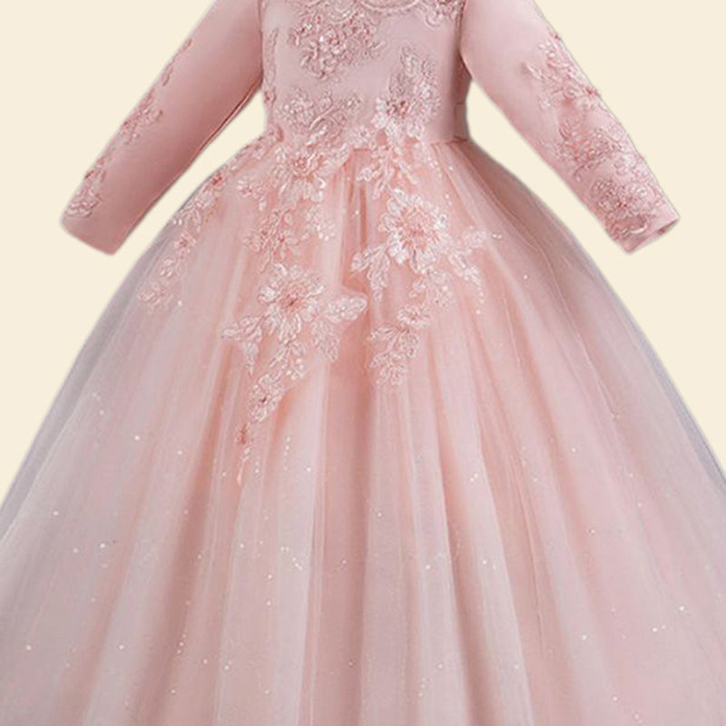 Girls Long Sleeve Embellished Fit & Flare Party Wear Dress Party Dresses   