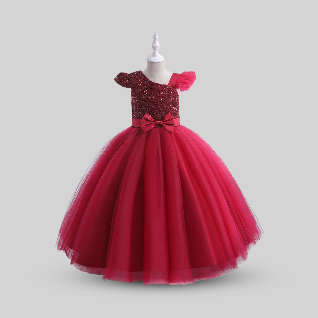 Girls Sequins Embellished Cap Sleeve Party Dress Party Dresses Red 6-7 Y 