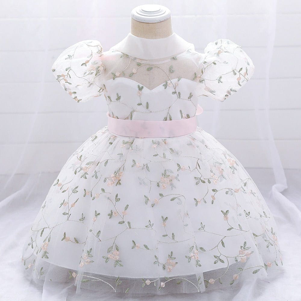 Net Embroidery Dress Casual Dresses White 1-2 Y 