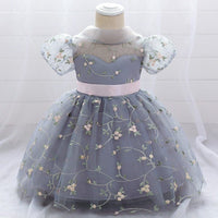 Net Embroidery Dress Casual Dresses Grey 1-2 Y 