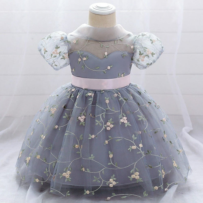Net Embroidery Dress Casual Dresses Grey 1-2 Y 