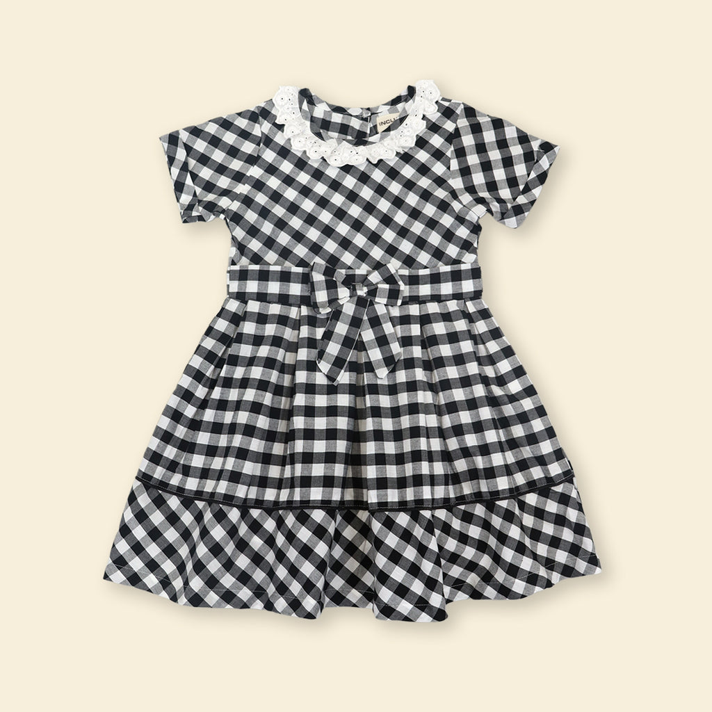 Girls Gingham Check Casual Dress