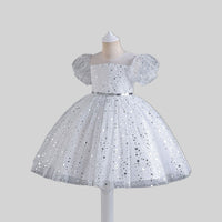 Girls Star Foil Print Fit & Flare Dress Party Dresses   