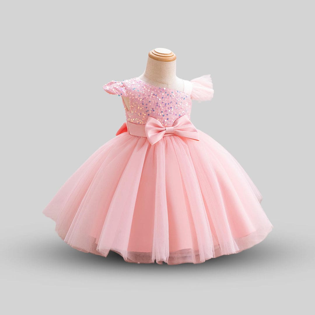 Girls Cape Sleeve Sequined Party Wear Dress Party Dresses   