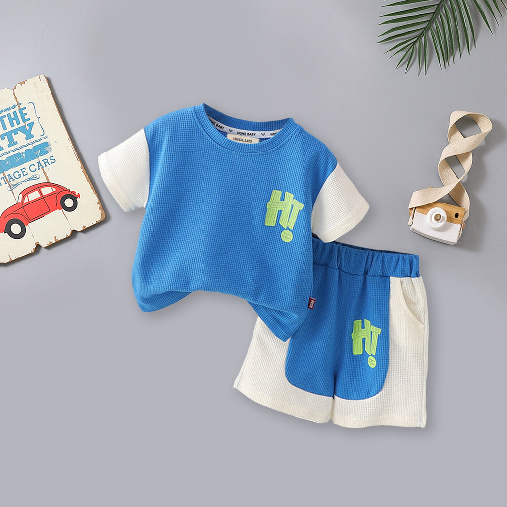 Boys Pique T-shirt with Shorts Set Sets Blue 1-2 Y 