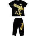 Boys Foil Print T-shirt with Bermudas Set Sets Black 4-5 Y 